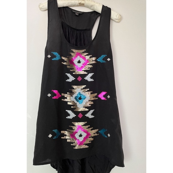 Rock & Republic Native Funk & Flash Sequins Black Tank Top Sleeveless Shirt S - Picture 5 of 10